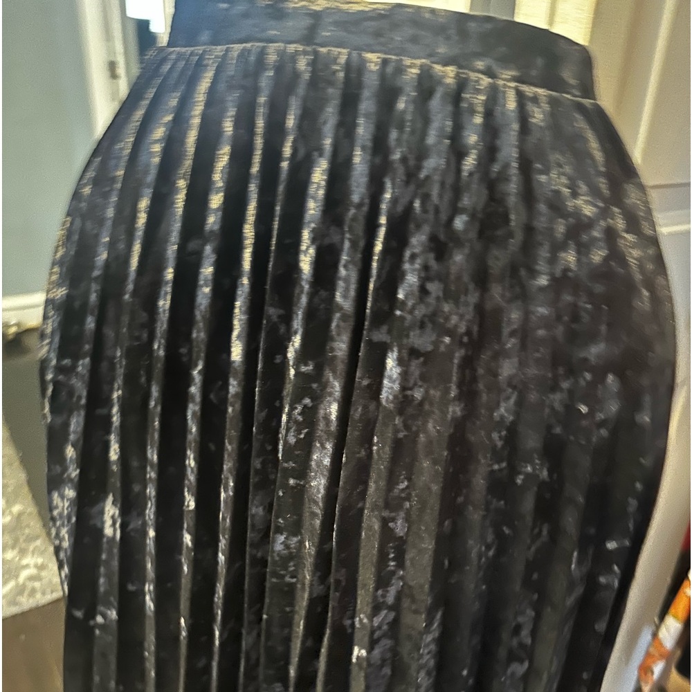 Velvet Black Pleated Skirt